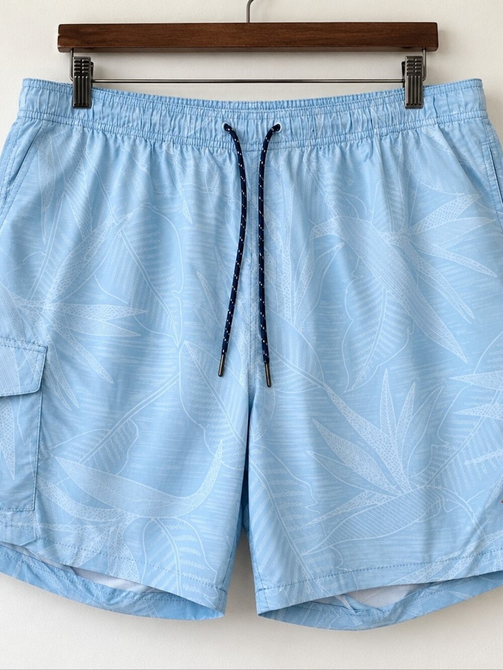 Tommy Bahama Relax XL Light Blue Tropical Leaf Swim Trunks